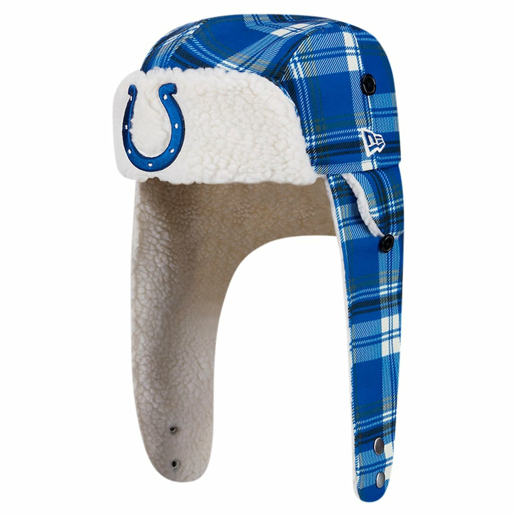 Indianapolis Colts New Era Sideline Plaid Sherpa Trapper Hat