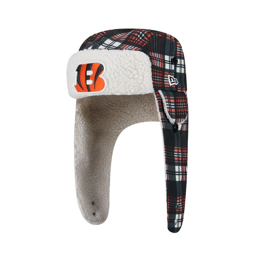 Cincinnati Bengals New Era Sideline Plaid Sherpa Trapper Hat