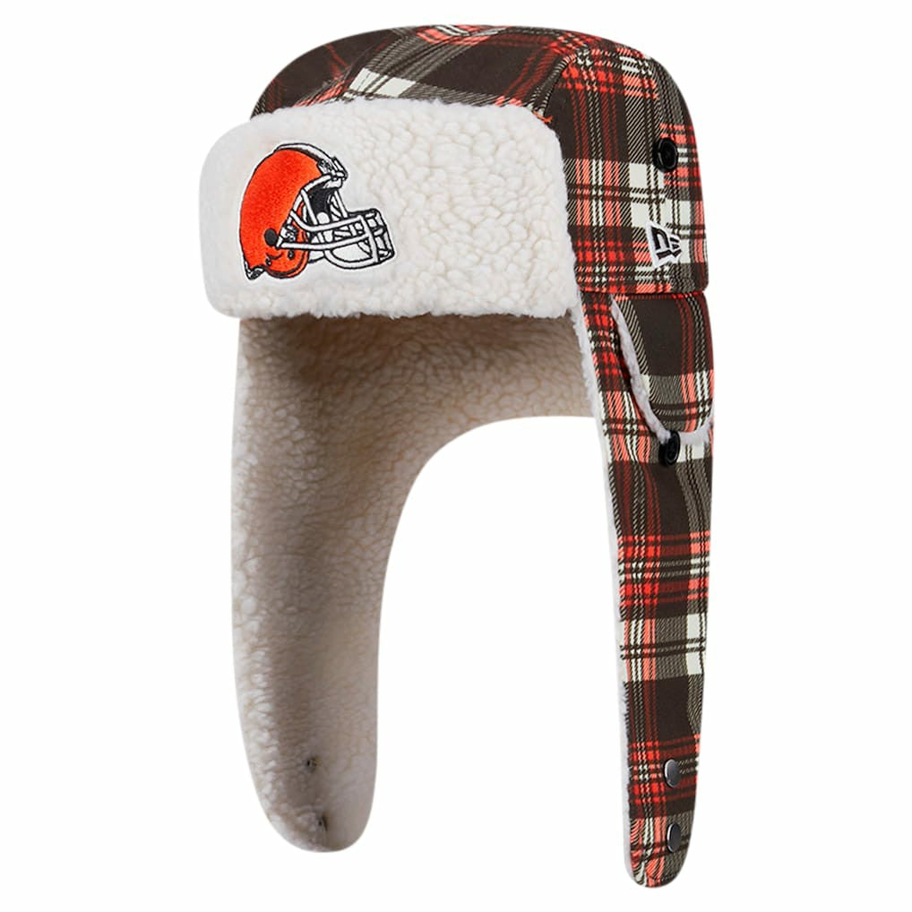 Cleveland Browns New Era Sideline Plaid Sherpa Trapper Hat