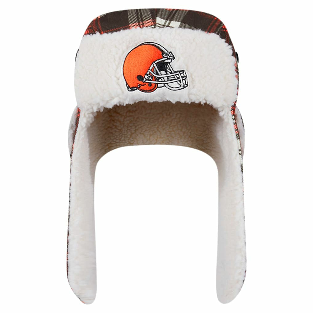 Cleveland Browns New Era Sideline Plaid Sherpa Trapper Hat