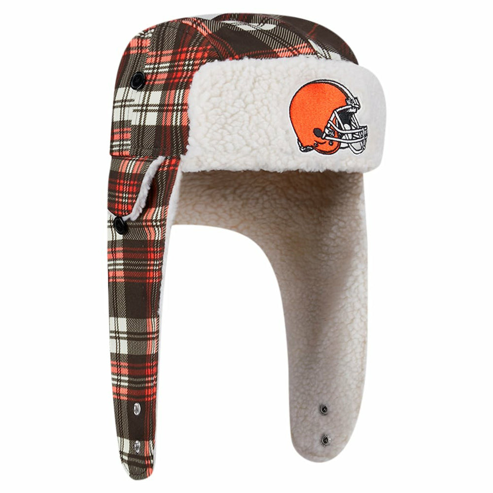 Cleveland Browns New Era Sideline Plaid Sherpa Trapper Hat