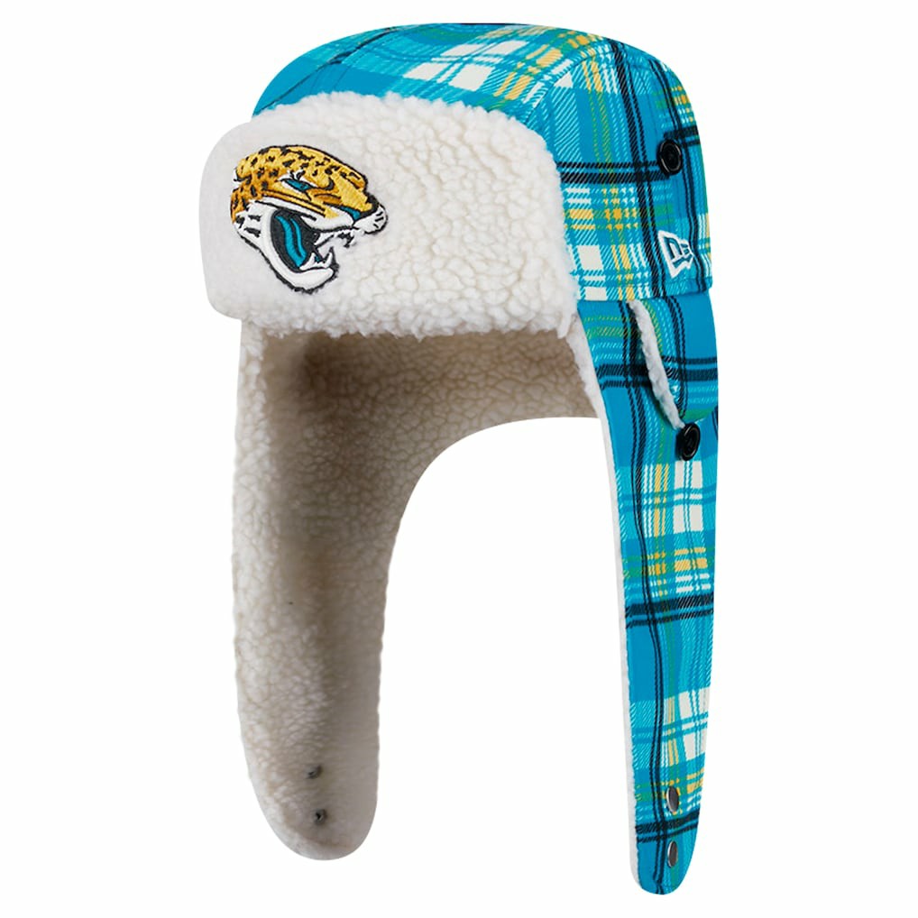 Jacksonville Jaguars New Era Sideline Plaid Sherpa Trapper Hat