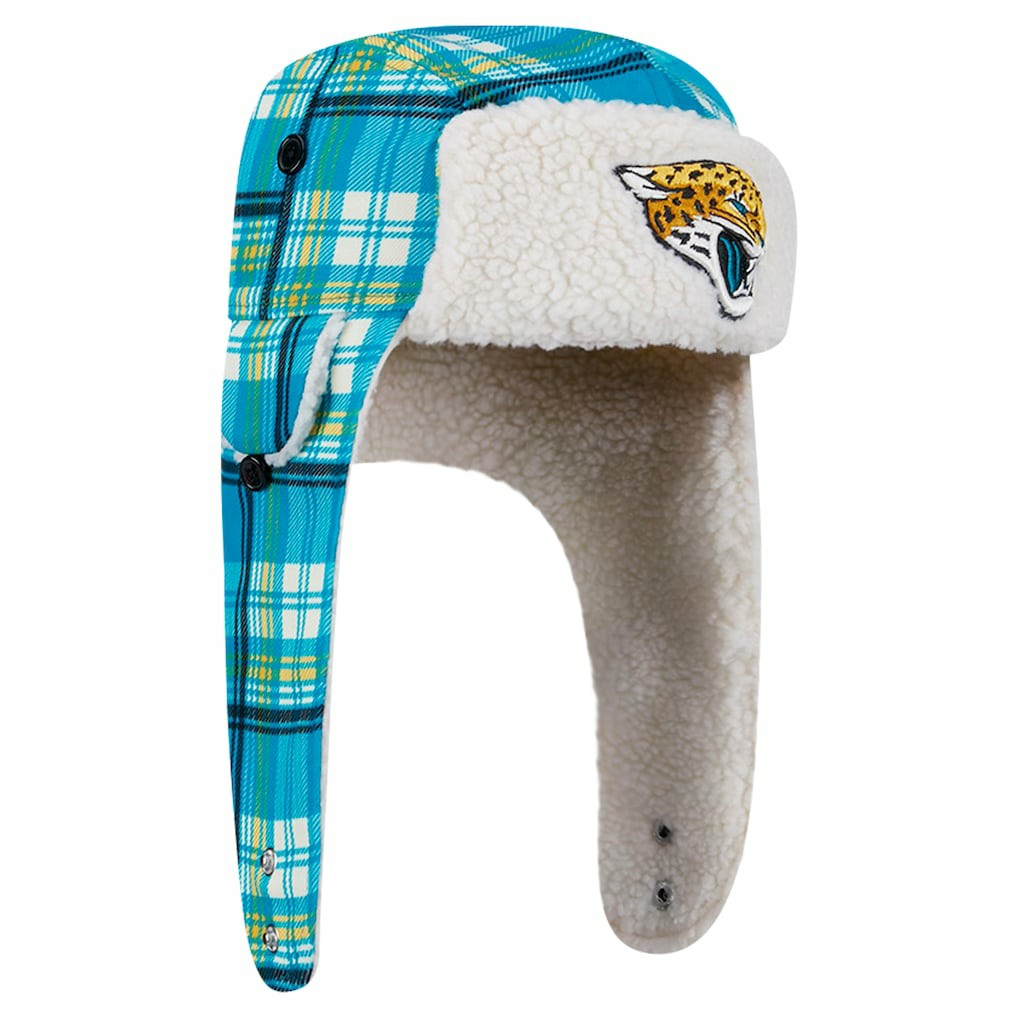 Jacksonville Jaguars New Era Sideline Plaid Sherpa Trapper Hat