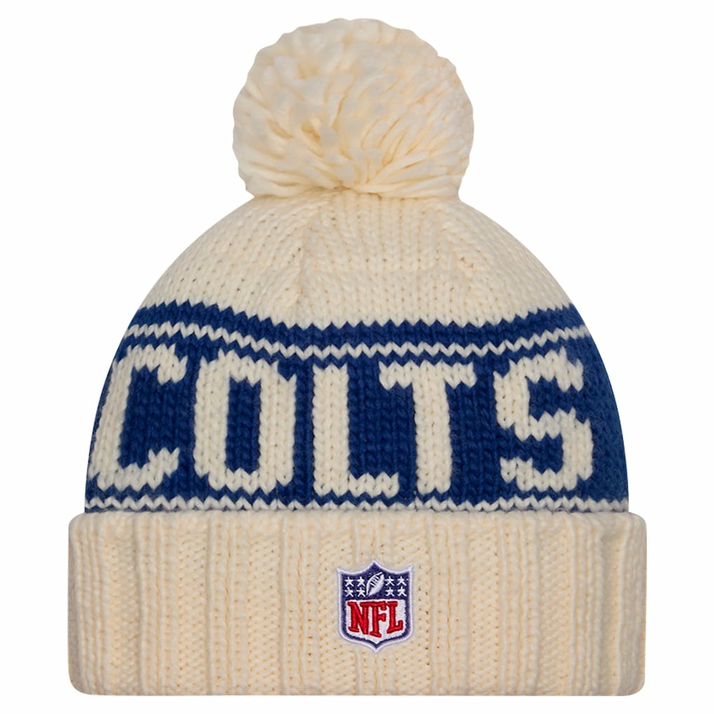 Indianapolis Colts New Era Women's 2024 Sideline Cuffed Knit Hat with Pom
