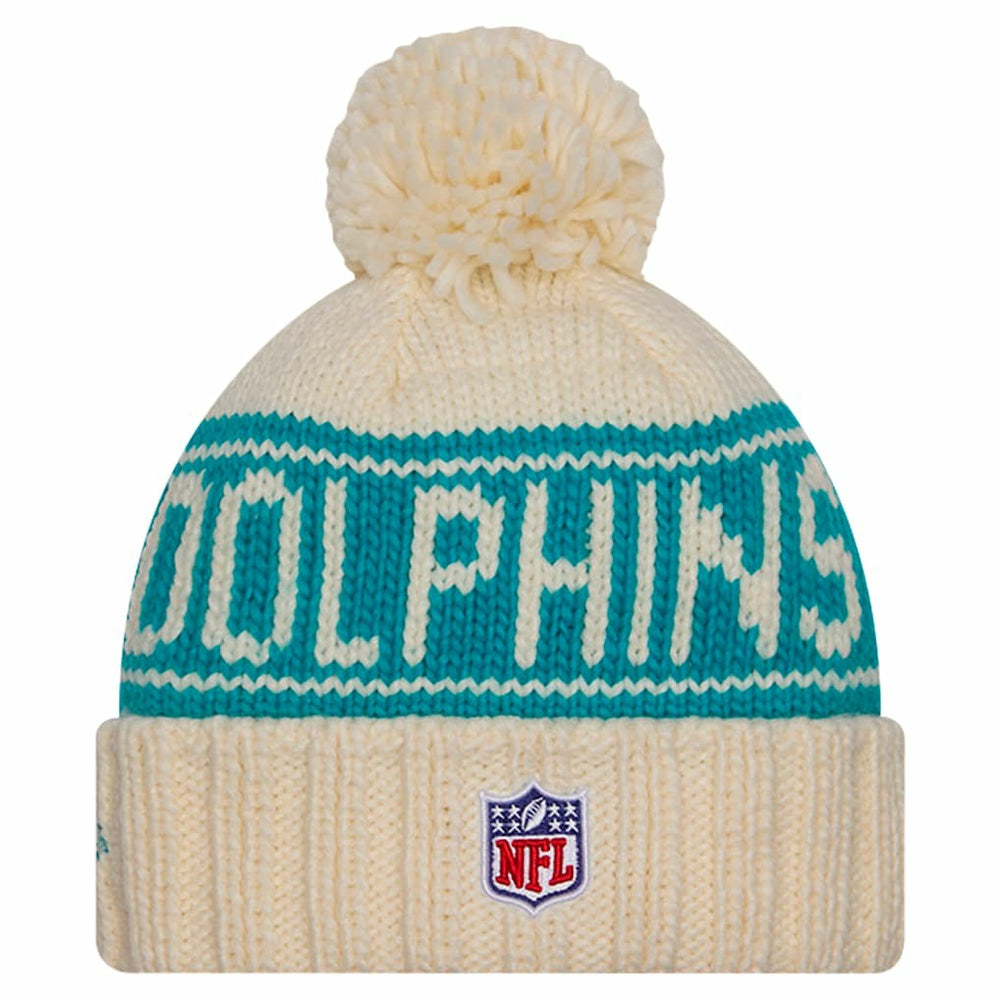 Miami Dolphins New Era Women's 2024 Sideline Cuffed Knit Hat with Pom