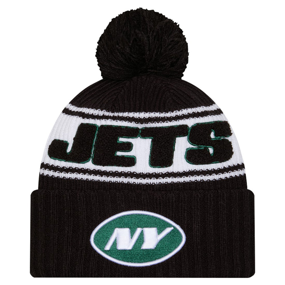 New York Jets New Era Youth 2024/25 Sideline Cuffed Knit Hat with Pom