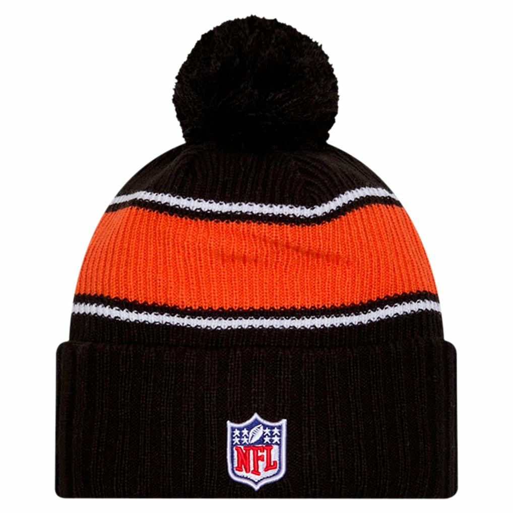 Cincinnati Bengals New Era Youth 2024 Sideline Sport Cuffed Knit Hat with Pom