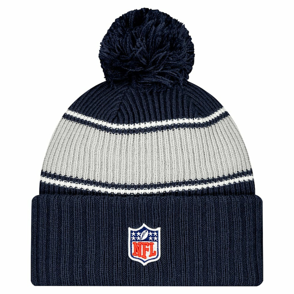 Dallas Cowboys New Era Youth 2024/25 Sideline Cuffed Knit Hat with Pom