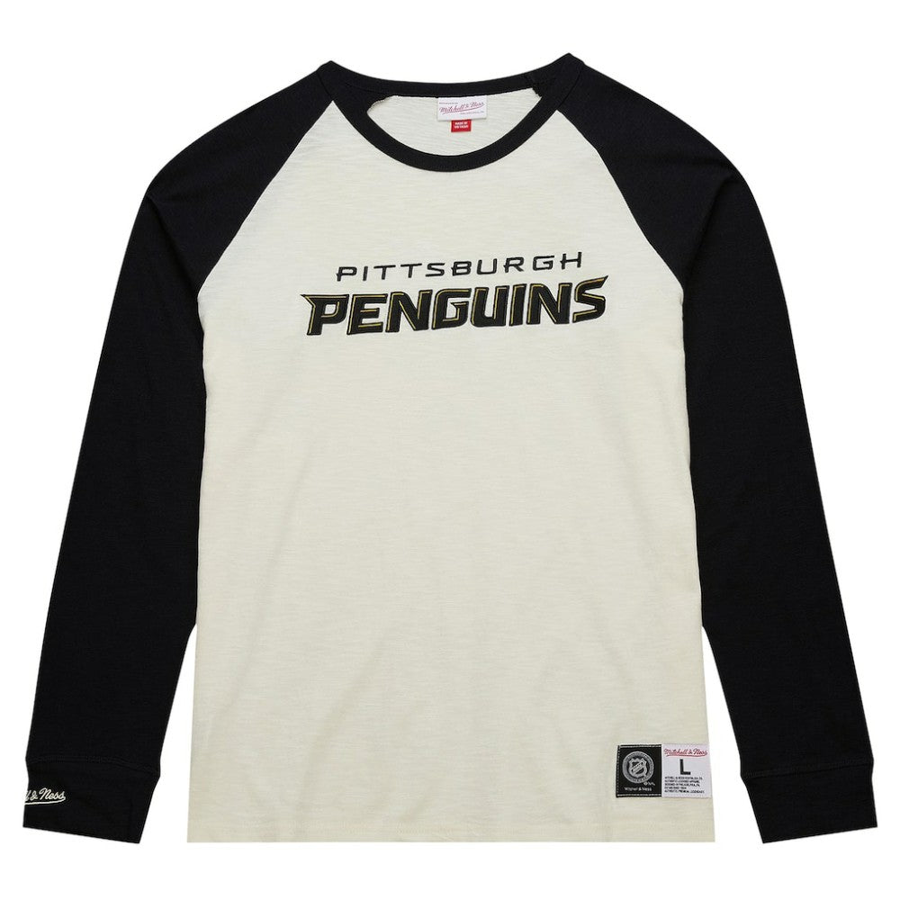 Pittsburgh Penguins Mitchell & Ness Legendary Slub Vintage Raglan Long Sleeve T-Shirt On Sale
