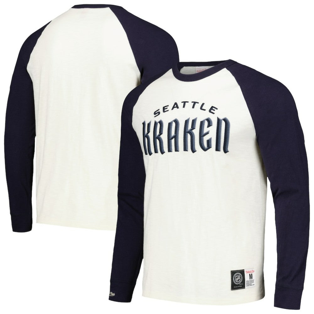 Seattle Kraken Mitchell & Ness Legendary Slub Vintage Raglan Long Sleeve T-Shirt Discount