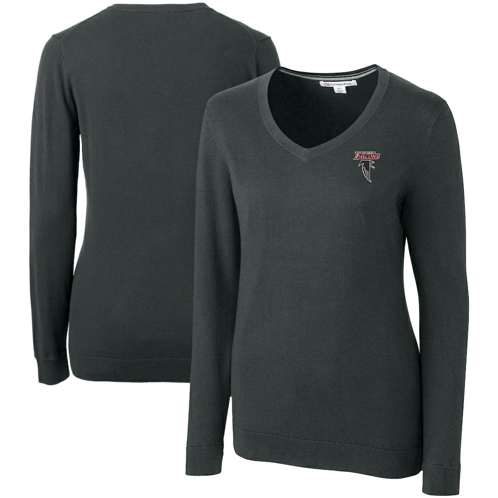 Atlanta Falcons  Cutter & Buck Women's Throwback Logo Lakemont Tri-Blend V-Neck Pullover Sweater