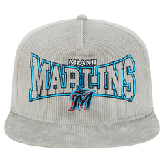 New Era Miami Marlins Gray Corduroy Golfer Snapback Hat | MLB Outlet