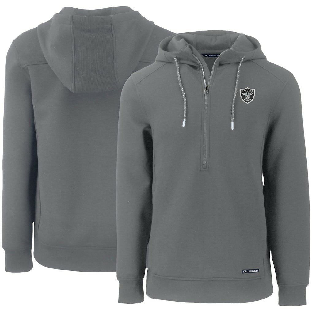 Las Vegas Raiders  Cutter & Buck Primary Mark Roam Eco Recycled Half-Zip Pullover Hoodie