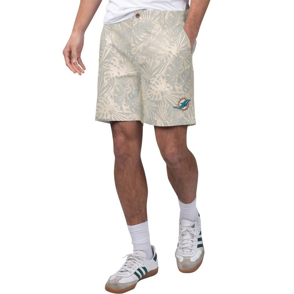 Miami Dolphins  Margaritaville Sandwashed Monstera Print Amphib Shorts