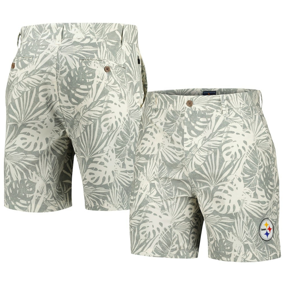 Pittsburgh Steelers  Margaritaville Sandwashed Monstera Print Amphib Shorts