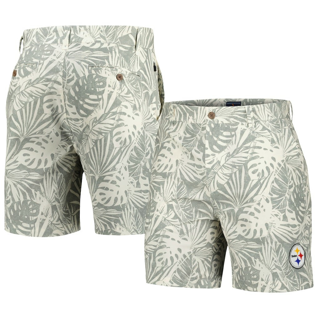 Pittsburgh Steelers  Margaritaville Sandwashed Monstera Print Amphib Shorts