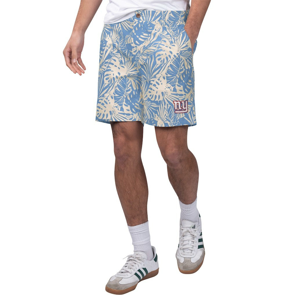 New York Giants New Era Margaritaville Sandwashed Monstera Print Amphib Shorts