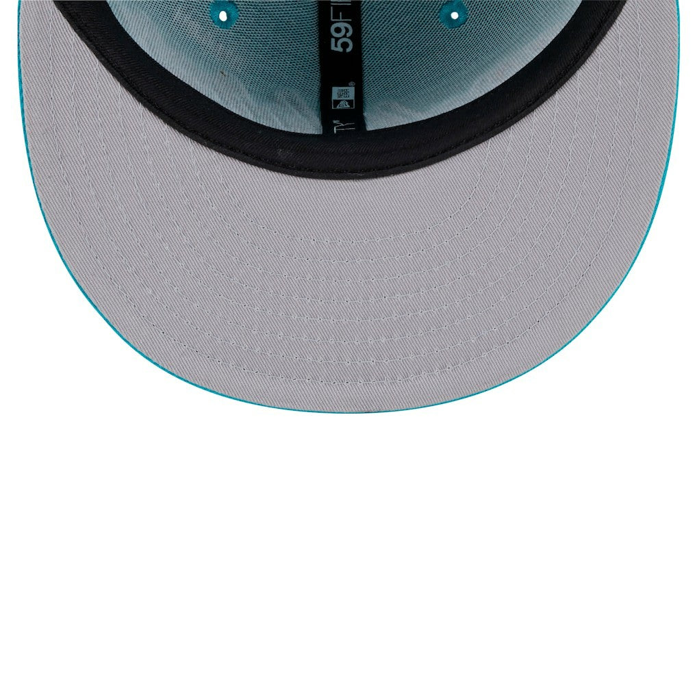Miami Dolphins New Era Script Sided 59FIFTY Fitted Hat
