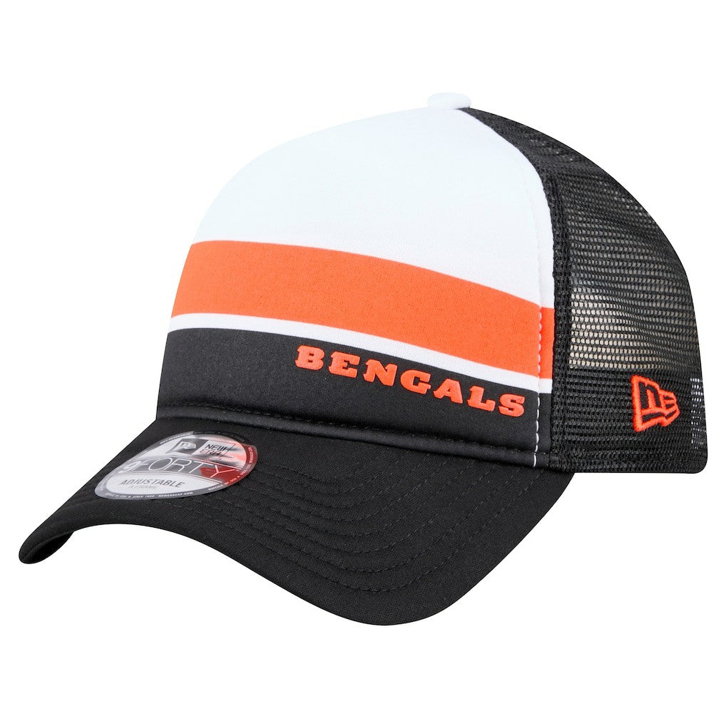 Cincinnati Bengals New Era Sport Night Color Block 9FORTY A-Frame Trucker Adjustable Hat