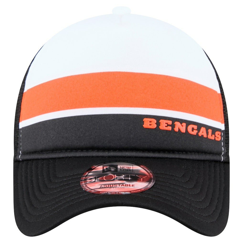 Cincinnati Bengals New Era Sport Night Color Block 9FORTY A-Frame Trucker Adjustable Hat
