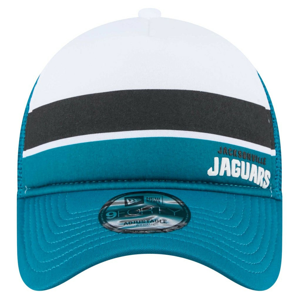 Jacksonville Jaguars New Era Color-Block 9FORTY A-Frame Trucker Adjustable Hat