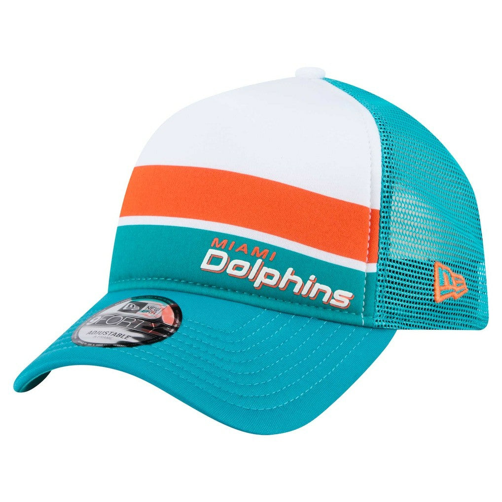 Miami Dolphins New Era Color-Block 9FORTY A-Frame Trucker Adjustable Hat