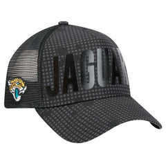 Jacksonville Jaguars New Era Midnight Ink Tonal Text A-Frame Trucker 9FORTY Adjustable Hat