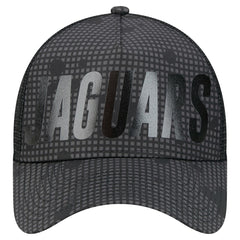 Jacksonville Jaguars New Era Midnight Ink Tonal Text A-Frame Trucker 9FORTY Adjustable Hat
