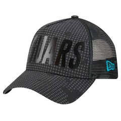 Jacksonville Jaguars New Era Midnight Ink Tonal Text A-Frame Trucker 9FORTY Adjustable Hat