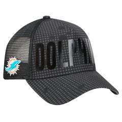 Miami Dolphins New Era Midnight Ink Tonal Text A-Frame Trucker 9FORTY Adjustable Hat