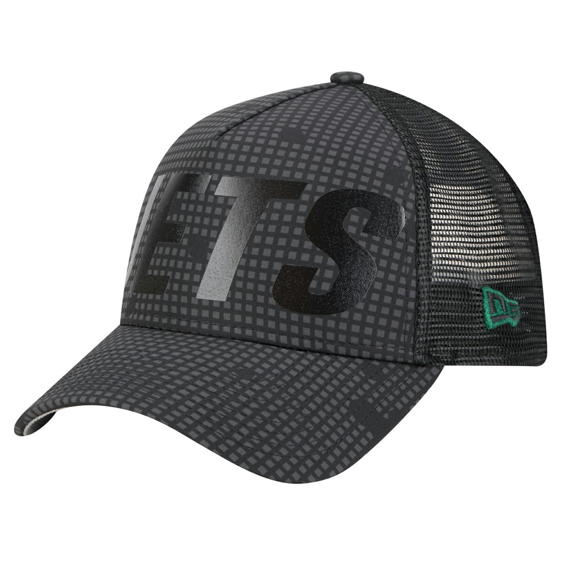 New York Jets New Era Throwback Midnight Ink Tonal Text A-Frame Trucker 9FORTY Adjustable Hat