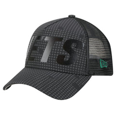 New York Jets New Era Throwback Midnight Ink Tonal Text A-Frame Trucker 9FORTY Adjustable Hat
