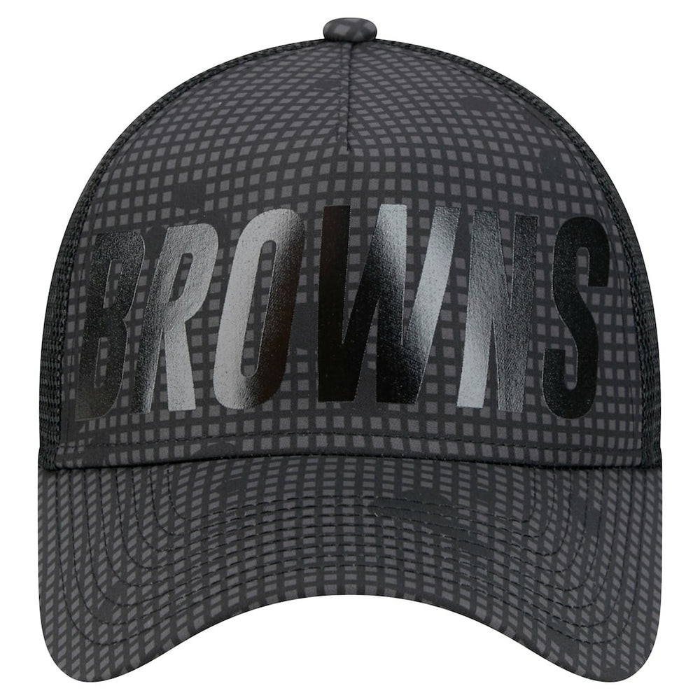 Cleveland Browns New Era Throwback Midnight Ink Tonal Text A-Frame Trucker 9FORTY Adjustable Hat