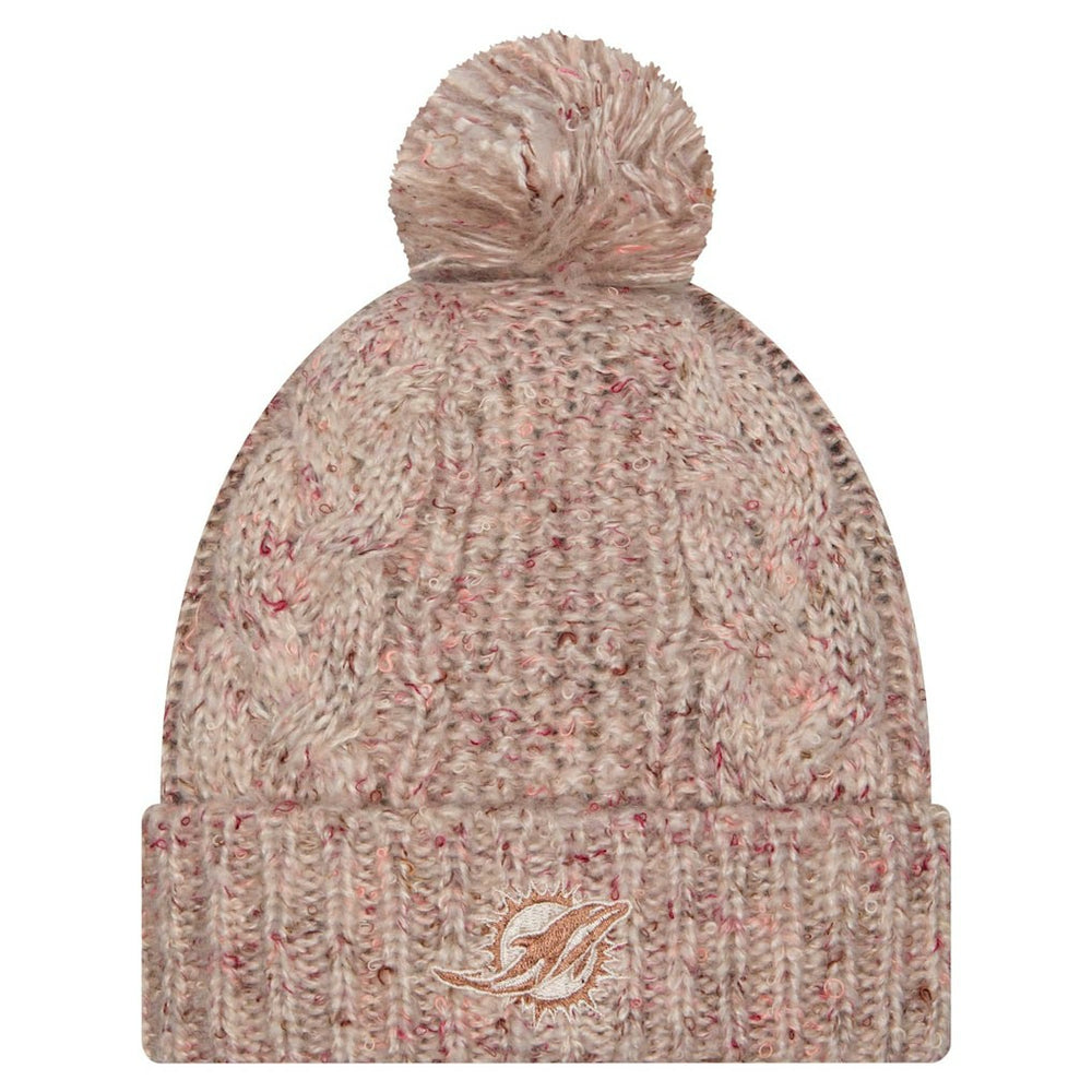 Miami Dolphins New Era Women's Trendy Tone Cuffed Knit Hat with Pom