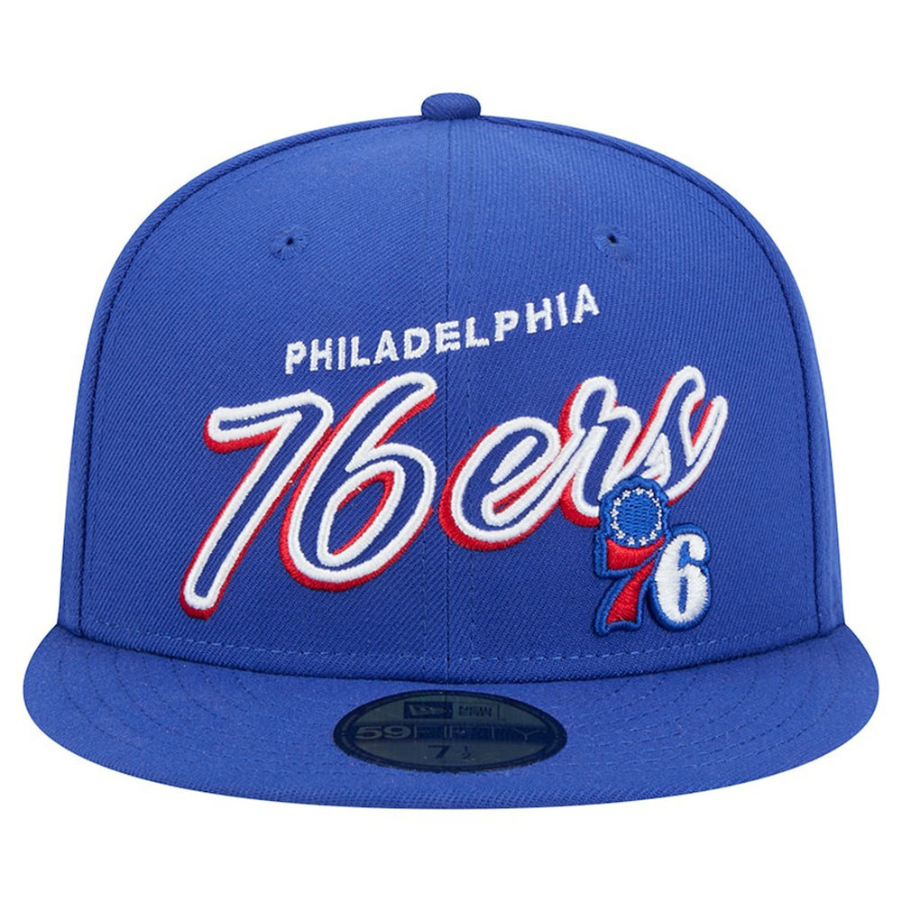 Philadelphia 76ers Sport Night Script Sided 59FIFTY Fitted Hat On Sale