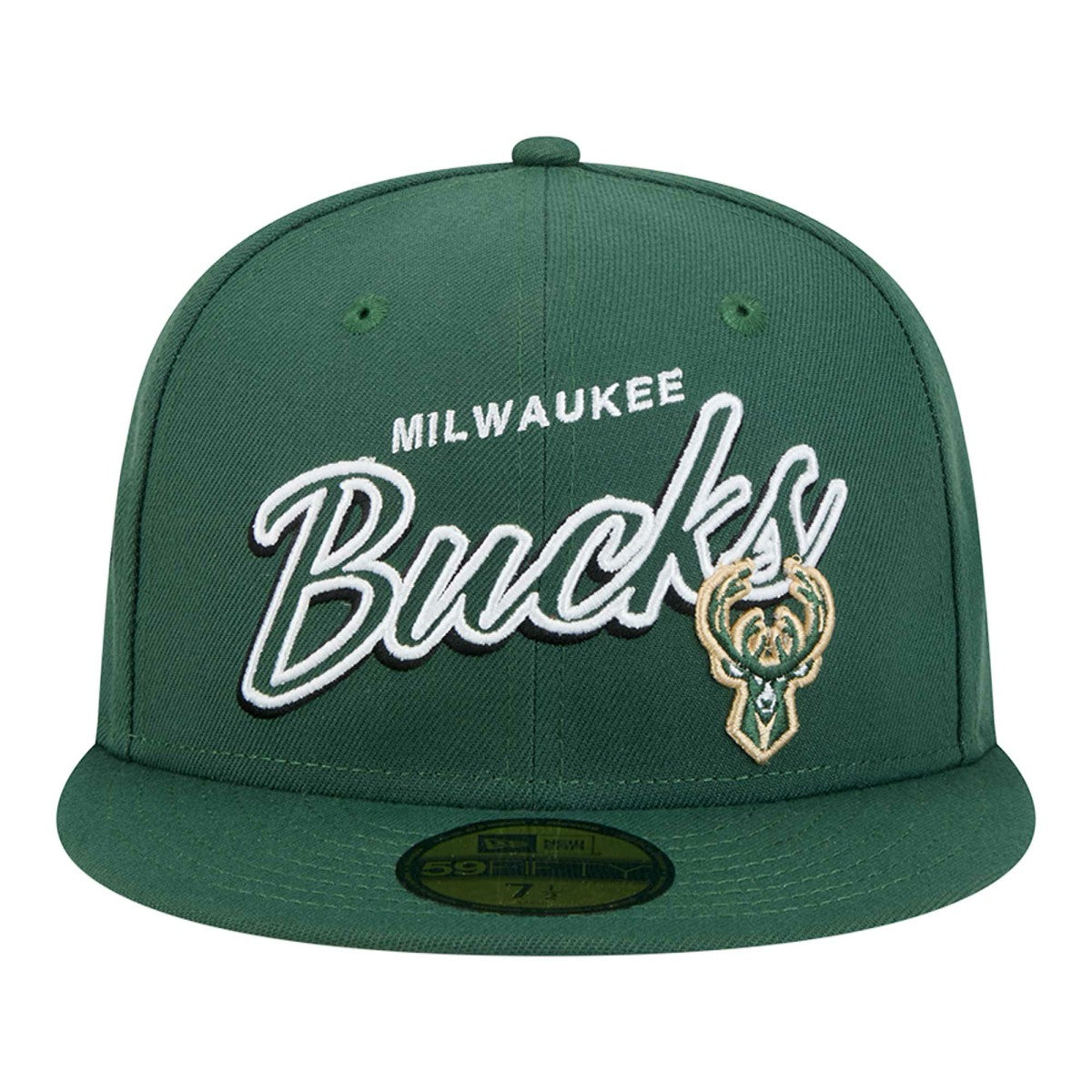 Milwaukee Bucks Sport Night Script Sided 59FIFTY Fitted Hat New