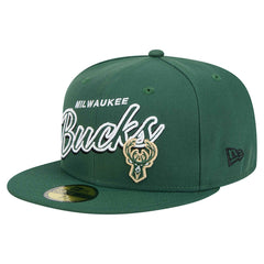 Milwaukee Bucks Sport Night Script Sided 59FIFTY Fitted Hat New