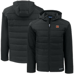 Cincinnati Bengals  Cutter & Buck Big & Tall Evoke Hybrid Eco Softshell Recycled Full-Zip Hooded Jacket