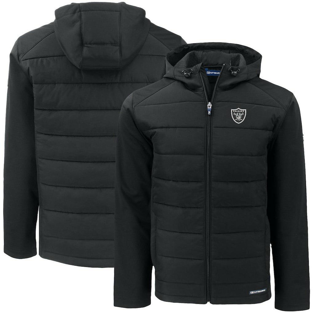 Las Vegas Raiders  Cutter & Buck Big & Tall Evoke Hybrid Eco Softshell Recycled Full-Zip Hooded Jacket