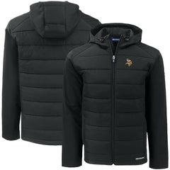 Minnesota Vikings  Cutter & Buck Big & Tall Evoke Hybrid Eco Softshell Recycled Full-Zip Hooded Jacket