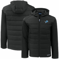 Detroit Lions  Cutter & Buck Big & Tall Evoke Hybrid Eco Softshell Recycled Full-Zip Hooded Jacket