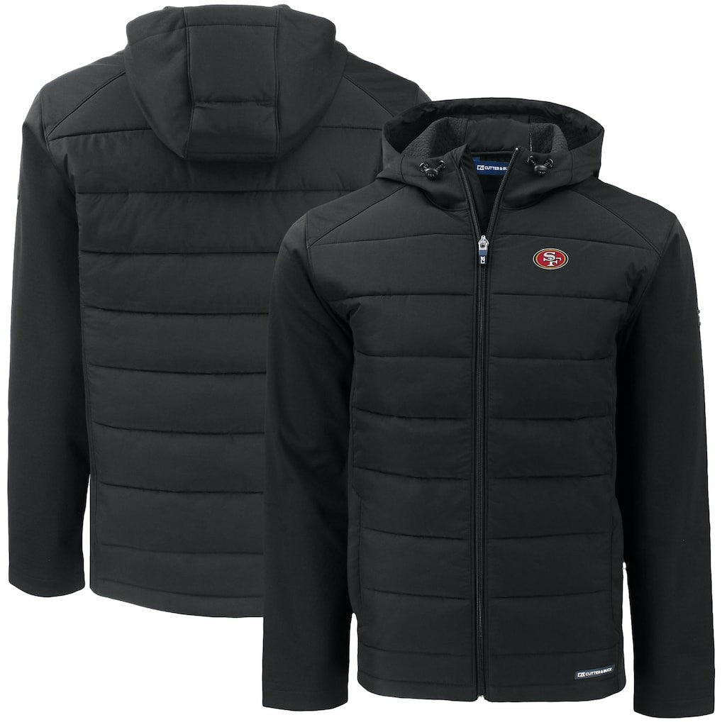 San Francisco 49ers  Cutter & Buck Big & Tall Evoke Hybrid Eco Softshell Recycled Full-Zip Hooded Jacket