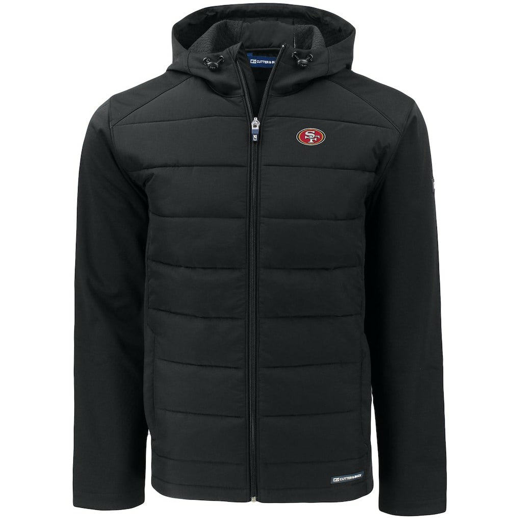 San Francisco 49ers  Cutter & Buck Big & Tall Evoke Hybrid Eco Softshell Recycled Full-Zip Hooded Jacket