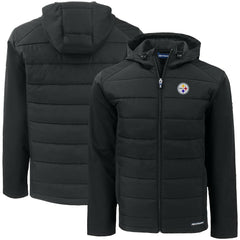 Pittsburgh Steelers  Cutter & Buck Big & Tall Evoke Hybrid Eco Softshell Recycled Full-Zip Hooded Jacket