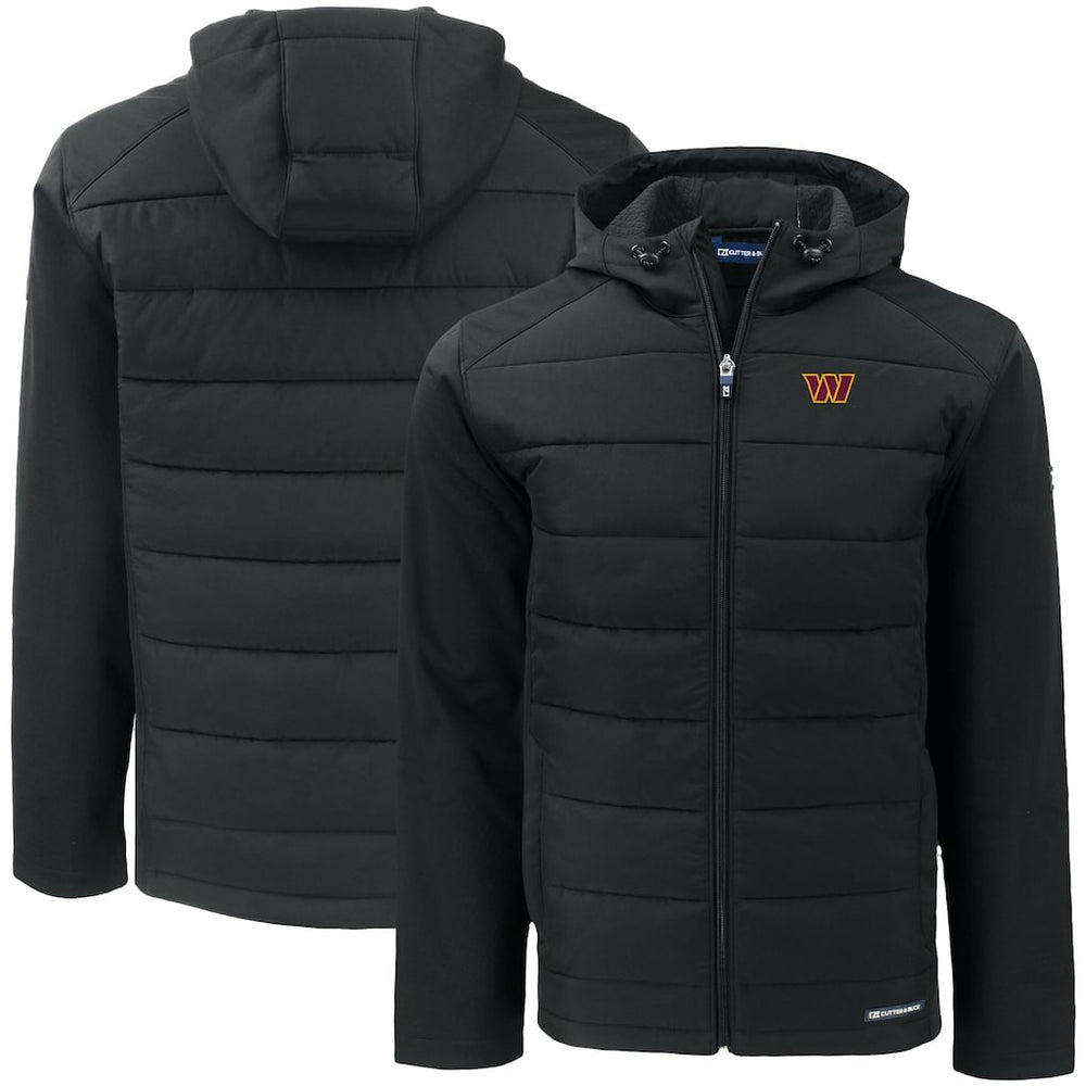 Washington Commanders  Cutter & Buck Big & Tall Evoke Hybrid Eco Softshell Recycled Full-Zip Hooded Jacket
