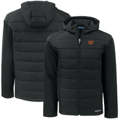 Washington Commanders  Cutter & Buck Big & Tall Evoke Hybrid Eco Softshell Recycled Full-Zip Hooded Jacket