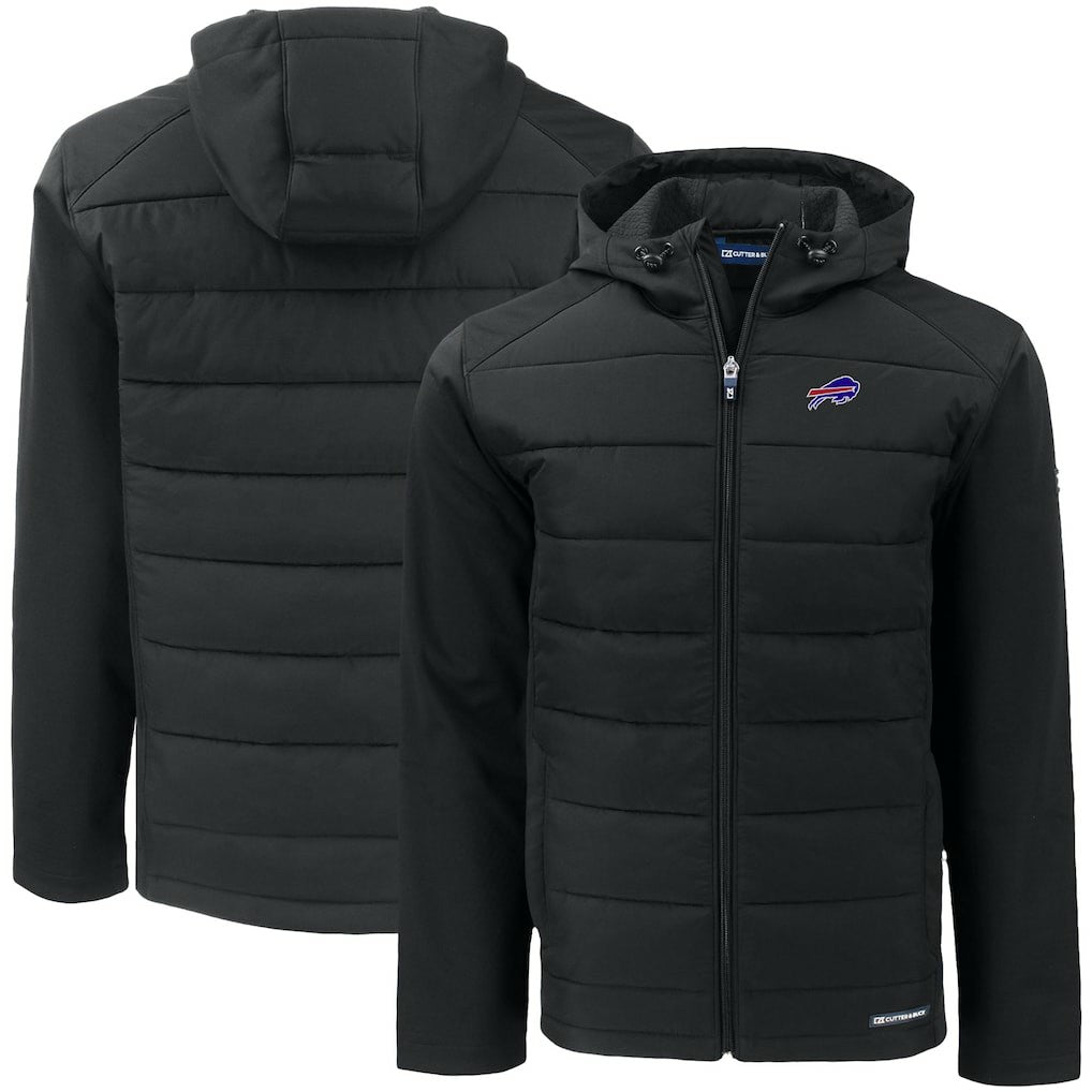 Buffalo Bills  Cutter & Buck Big & Tall Evoke Hybrid Eco Softshell Recycled Full-Zip Hooded Jacket