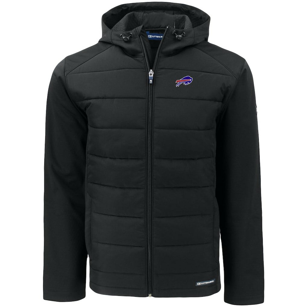Buffalo Bills  Cutter & Buck Big & Tall Evoke Hybrid Eco Softshell Recycled Full-Zip Hooded Jacket