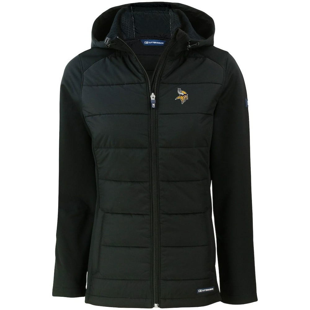 Minnesota Vikings  Cutter & Buck Women's Evoke PrimaLoft Hybrid Eco Softshell Recycled Full-Zip Hooded Jacket