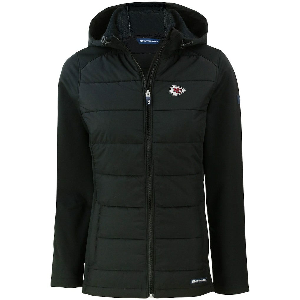Kansas City Chiefs  Cutter & Buck Women's Evoke PrimaLoft Hybrid Eco Softshell Recycled Full-Zip Hooded Jacket